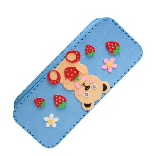 TingHaoO Kreatives Federmäppchen, Schüleretui, Nähsets, handgefertigtes Bastelset für Familienverbindung, Schule, Aktivität, Cartoon-Tierstift, Aufbewahrungstasche, handgefertigtes Etui, Kunsthandwerk von TingHaoO
