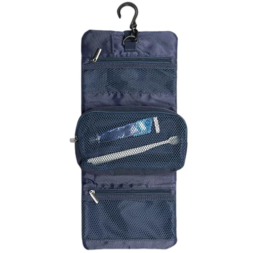 TingHaoO Kulturbeutel mit großer Kapazität, Aufbewahrungslösung für Toilettenartikel und Make-up, wasserabweisend, zum Aufhängen, faltbarer Kosmetik-Organizer, marineblau TingHaoO Kulturbeutel mit großer Kapazität, Aufbewahrungslösung für Toilettenartikel und Make-up, wasserabweisend, zum Aufhängen, faltbarer Kosmetik-Organizer, marineblau von TingHaoO