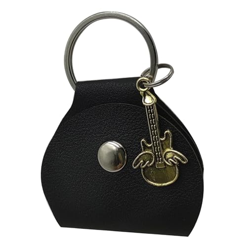 TingHaoO Mehrzweck-Gitarrenplektrum-Tasche, Organizer, Aufbewahrungstasche, Schutzhülle für Plektren, multifunktionale Plektren-Aufbewahrungstasche, Schwarz , Golden pendant von TingHaoO