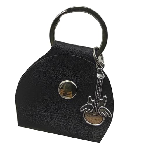 TingHaoO Mehrzweck-Gitarrenplektrum-Tasche, Organizer, Aufbewahrungstasche, Schutzhülle für Plektren, multifunktionale Plektren-Aufbewahrungstasche, Schwarz , Silver pendant von TingHaoO