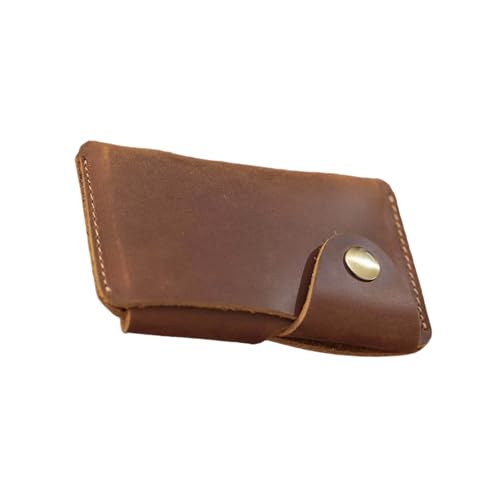 TingHaoO Retro Kartenetui Geldbörse Leder Halter mit Knopfverschluss Münzgeldbörse Halter Herren und Damen Retro Geldbörse Münzbörse mit Schnappverschluss für Damen und Herren, braun von TingHaoO
