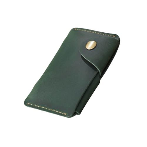 TingHaoO Retro Kartenetui Geldbörse Leder Halter mit Knopfverschluss Münzgeldbörse Halter Herren und Damen Retro Geldbörse Münzbörse mit Schnappverschluss für Damen und Herren, dunkelgrün von TingHaoO