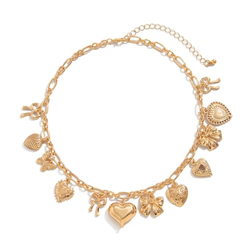 TingHaoO Stilvolle Designs, verstellbarer Herz-Anhänger, elegante Choker-Halskette, Retro-Punk-Stil, Schmuck, besondere Geschenke, Outfits, verstellbare Legierung, Einheitsgröße, Wie beschrieben, Wie von TingHaoO