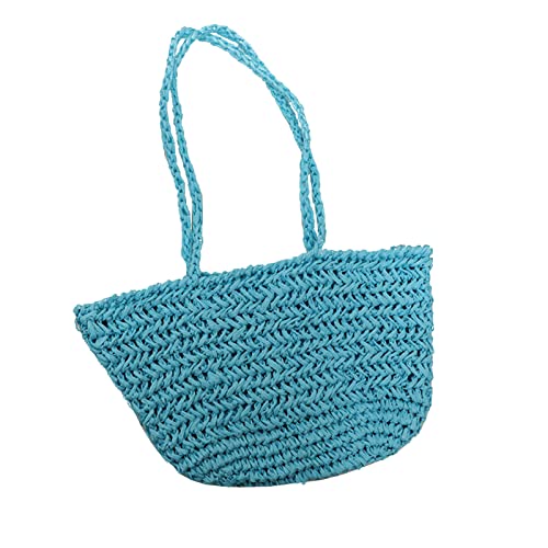 TingHaoO Stroh-Umhängetasche für Damen, Stroh-Tragetasche, Strand, gewebt, Outdoor, Urlaub, Handtasche, Geldbörse, Taschen für Damen, Strand, blau, One Size TingHaoO Stroh-Umhängetasche für Damen, Stroh-Tragetasche, Strand, gewebt, Outdoor, Urlaub, Handtasche, Geldbörse, Taschen für Damen, Strand, blau, One Size von TingHaoO