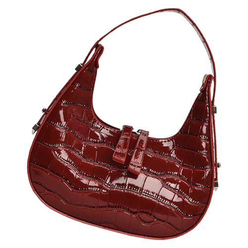 TingHaoO Trendige Abendtasche Party Schultertasche PU Leder Handtasche Glänzende Oberfläche Unterarmtasche für verschiedene Anlässe Steinstruktur, B, One Size von TingHaoO