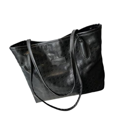 TingHaoO Übergroße Hahnentritt-Handtasche für die Arbeit Damen wasserdichte Schulter für Laptop U-Materialien Handtasche geräumige Arbeitshand, Schwarz , Einheitsgröße von TingHaoO