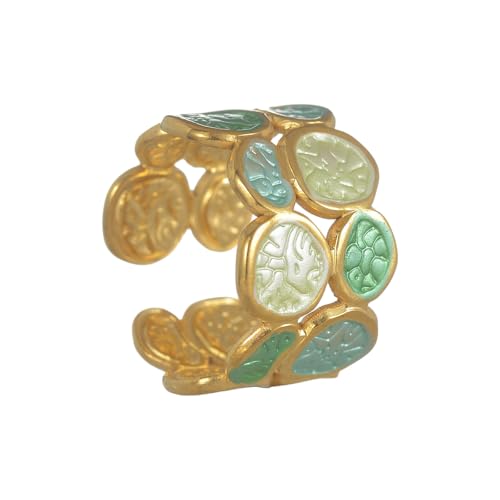 TingHaoO Verstellbare, doppellagige Edelstahlringe, einzigartige unregelmäßige Kreise, Designs für Damen, Modeschmuck, zeitgenössischer Doppelschmuck, Einheitsgröße, Wie beschrieben, Wie beschrieben von TingHaoO