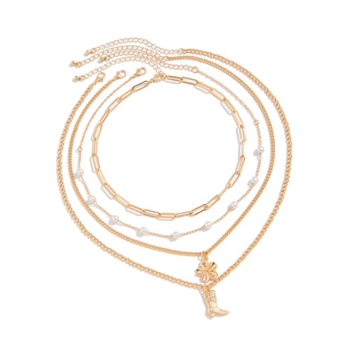 TingHaoO Verstellbare, stapelbare Halskette mit Stiefel-Anhänger und künstlichen Perlen, Schlüsselbeinkette für den täglichen Gebrauch, besondere Anlässe, Damenschmuck-Set für formelle Anlässe TingHaoO Verstellbare, stapelbare Halskette mit Stiefel-Anhänger und künstlichen Perlen, Schlüsselbeinkette für den täglichen Gebrauch, besondere Anlässe, Damenschmuck-Set für formelle Anlässe von TingHaoO