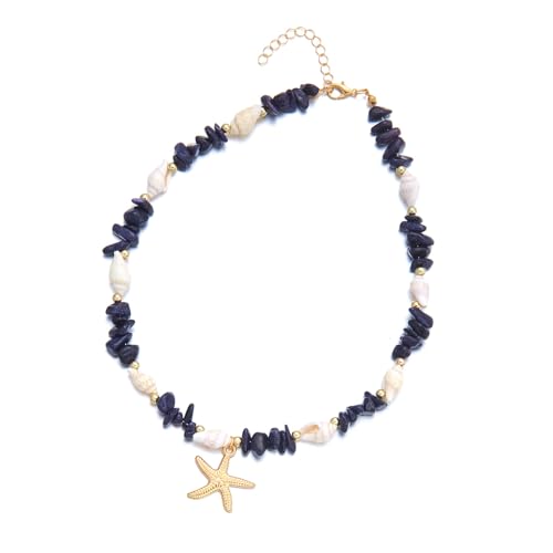 TingHaoO Vielseitiger Strandschmuck, Seestern-Anhänger, Muschel-Details, leicht, allergiesicher, Halskette für legere Mode, vielseitiger Küstenschmuck, Einheitsgröße, Wie beschrieben, Wie beschrieben von TingHaoO