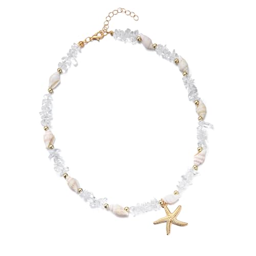 TingHaoO Vielseitiger Strandschmuck, Seestern-Anhänger, Muschel-Details, leicht, allergiesicher, Halskette für legere Mode, vielseitiger Küstenschmuck, Einheitsgröße, Wie beschrieben, Wie beschrieben von TingHaoO