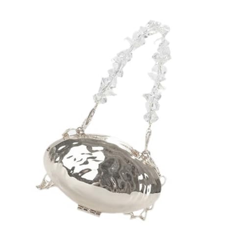 Umhängetasche Abendmode Handtasche Satchel Geldbörse Crossbody mit abnehmbarer Kette für Party Hochzeit Braut Abschlussball Frauen Abendtasche Clutches Geldbörse, silber, One Size von TingHaoO