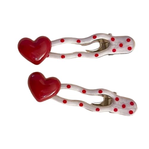 Verspielte Haarspange in Herzform mit Punktemuster, Metall-Haarnadel für Damen und Mädchen, legere oder formelle Anlässe, für den täglichen Gebrauch, gepunktete Herz-Haarspange von TingHaoO