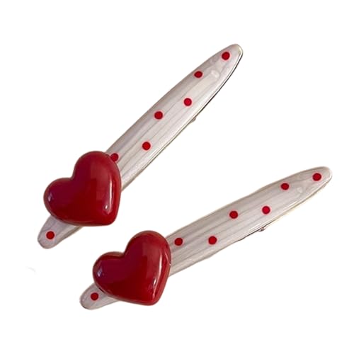 Verspielte Haarspange in Herzform mit Punktemuster, Metall-Haarnadel für Damen und Mädchen, legere oder formelle Anlässe, für den täglichen Gebrauch, gepunktete Herz-Haarspange von TingHaoO
