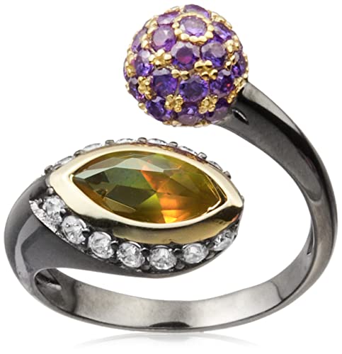 Alexandrit Ring Edlen Schmuck Schmuck für Frauen Hydrangea Schwarz Rhodium Sterling Silber Mode Ring von Tingle