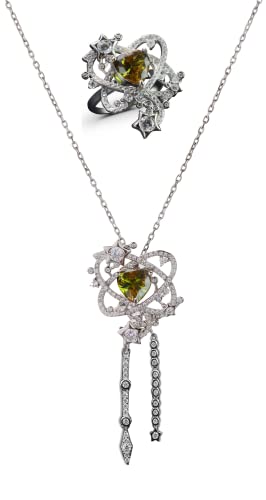 Tingle Alexandrit Liebe des Universums Anhänger Halskette Sterling Silber Farbwechsel Edelstein Herz Ring Edlen Schmuck von Tingle