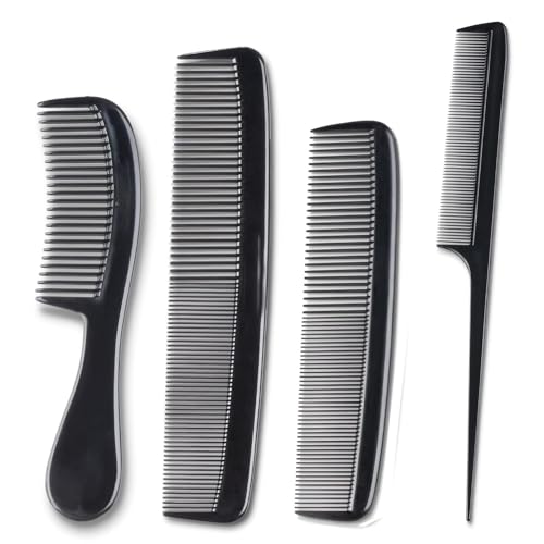 Tingyanyan 4-teiliges Profi-Kamm-Set schwarz – feiner professioneller Schwanzkamm, geeignet für Männer und Frauen – separates Kämmen und Stylen von Tingyanyan