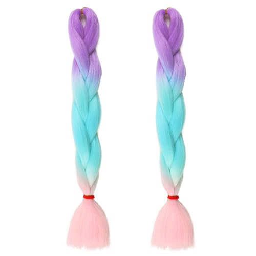 Tingyilan 2Pcs Im Dunkeln leuchten Perücke Lockiges Flechthaar Ombre Farbe Haarverlängerungen Zum Flechten Leuchtende Häkelnde Zöpfe Lang Für Twist Haarteile Für Frauen,32 von Tingyilan