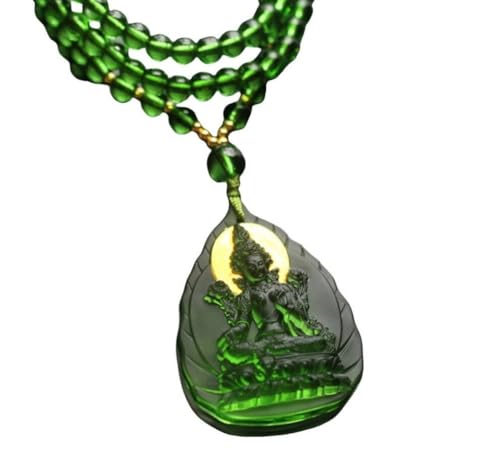 Tingyilan Chinesische Grüne Mutter Buddha Bodhisattva Glas Halskette Anhänger Buddha Marke,Style a von Tingyilan