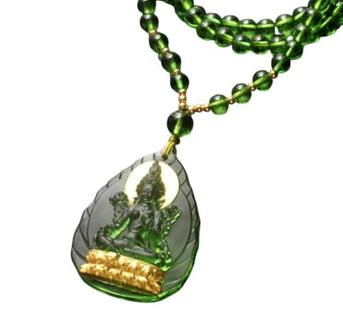 Tingyilan Chinesische Grüne Mutter Buddha Bodhisattva Glas Halskette Anhänger Buddha Marke,Style b von Tingyilan