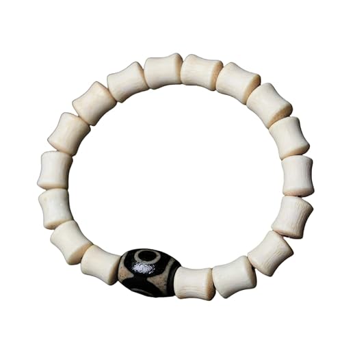 Tingyilan Dzi Perlen Tibetisches Armband Feng Shui Buddhistische Meditation Amulett Huya Dzi Perlenarmbänder Viel Glück Schmuck für Frauen Männer,Weiß,One Size von Tingyilan
