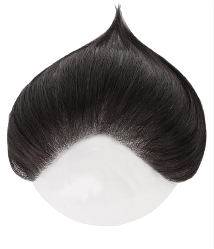 Tingyilan Frontales Haarteil Für Männer, Echthaar Stirn Haaransatz Toupet Haut PU V-Form Haarverlängerung Haarausfall Gerade Für Haarausfall,Schwarz,4x18cm von Tingyilan