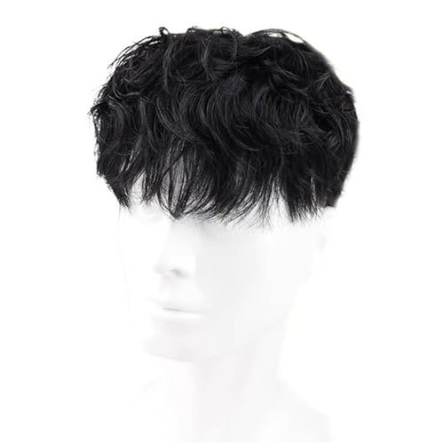 Tingyilan Herren Natürliche Lockige Haartopper Echtes Echthaar Dünne Haut PU Basis mit Clip In Haar Toupet Remy Haarteil 4 Clips Haarersatz Toupet,Schwarz,18x20cm von Tingyilan