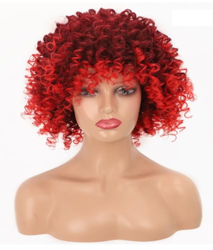 Tingyilan Kurze Verworrene Lockige Afro Perücken Mit Pony Natürlich Aussehende 70Er Jahre 80Er Jahre Haarperücke Mit Pony Synthetik Für Schwarze Frauen Für Cosplay Und Alltag,118t39a von Tingyilan