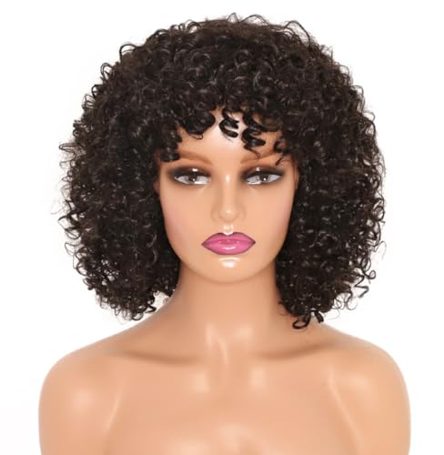 Tingyilan Kurze Verworrene Lockige Afro Perücken Mit Pony Natürlich Aussehende 70Er Jahre 80Er Jahre Haarperücke Mit Pony Synthetik Für Schwarze Frauen Für Cosplay Und Alltag,1b Tingyilan Kurze Verworrene Lockige Afro Perücken Mit Pony Natürlich Aussehende 70Er Jahre 80Er Jahre Haarperücke Mit Pony Synthetik Für Schwarze Frauen Für Cosplay Und Alltag,1b von Tingyilan