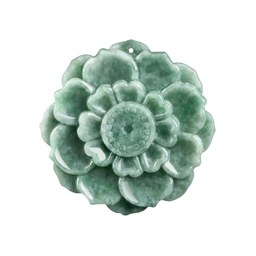 Tingyilan Lotus Muster Jade Glück Wohlstand Halskette Anhänger,Grün von Tingyilan