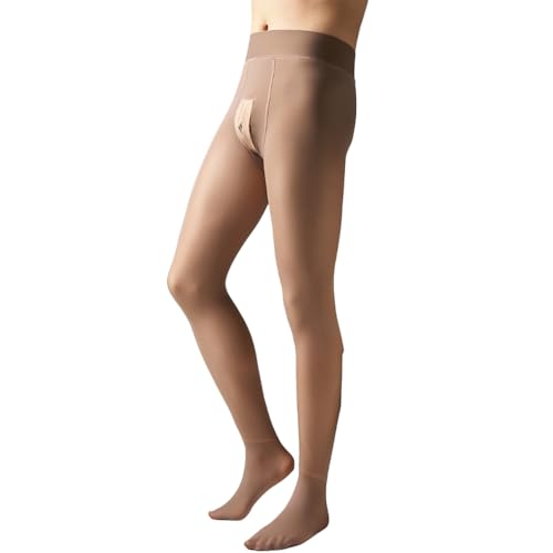 Tingyilan Männer Fleece Gefütterte Strumpfhosen Gefälschte durchscheinende Leggings Hohe Taille Strumpfhose Transparente Winter Dicke Warme Strumpfhose Plus Size Thermo Strumpfhose,Brown 200g,XXL von Tingyilan