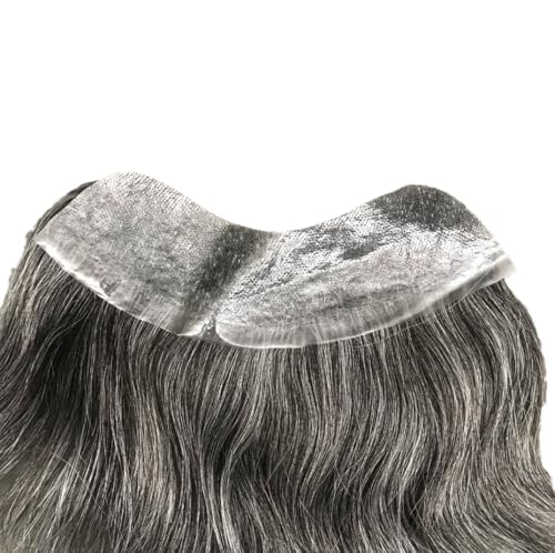 Tingyilan Männer Stirn Haaransatz Toupet unsichtbare Haut PU frontal echtes Echthaar, schwarze Farbe gemischtes graues Haar Geheimratsecken Ersatzsysteme,Grau,6inch Tingyilan Männer Stirn Haaransatz Toupet unsichtbare Haut PU frontal echtes Echthaar, schwarze Farbe gemischtes graues Haar Geheimratsecken Ersatzsysteme,Grau,6inch von Tingyilan