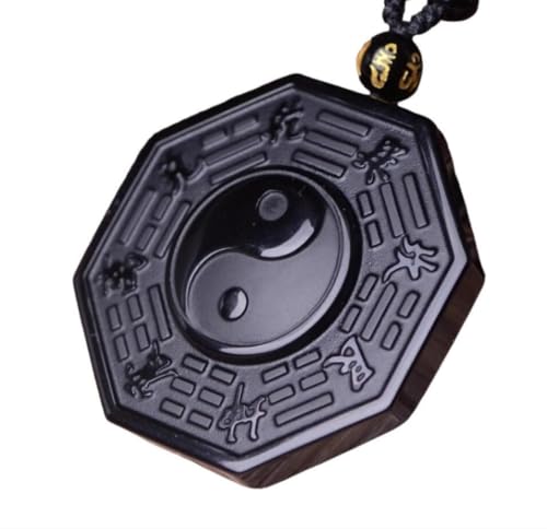 Tingyilan Natürliche Schwarze Obsidian Kristall Buddha Stärke Schutz Amulett Glücksbringer Anhänger Halskette,Style b von Tingyilan
