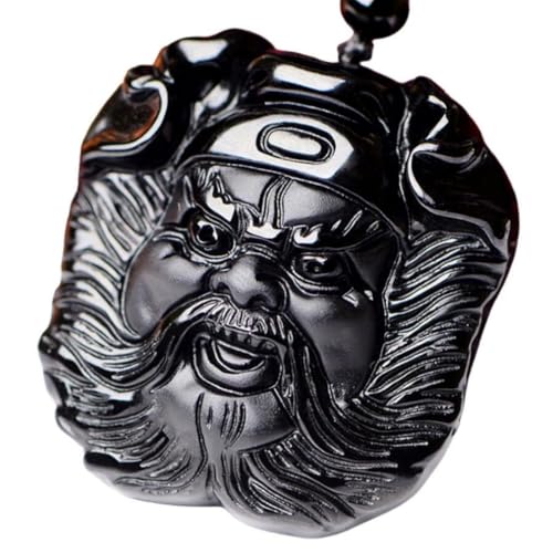 Tingyilan Natürliche Schwarze Obsidian Kristall Buddha Stärke Schutz Amulett Glücksbringer Anhänger Halskette,Style f von Tingyilan
