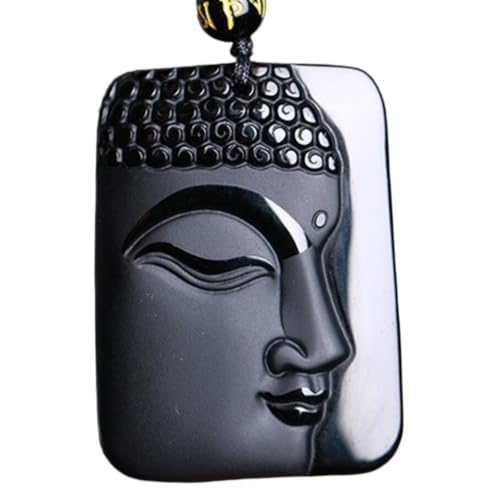 Tingyilan Natürliche Schwarze Obsidian Kristall Buddha Stärke Schutz Amulett Glücksbringer Anhänger Halskette,Style g von Tingyilan