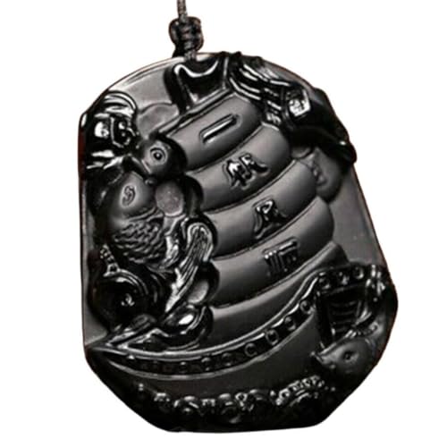 Tingyilan Natürliche Schwarze Obsidian Kristall Buddha Stärke Schutz Amulett Glücksbringer Anhänger Halskette,Style i von Tingyilan