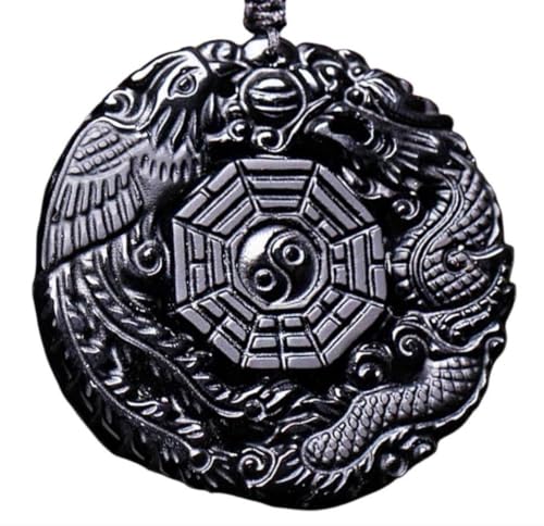 Tingyilan Natürliche Schwarze Obsidian Kristall Buddha Stärke Schutz Amulett Glücksbringer Anhänger Halskette,Style j von Tingyilan