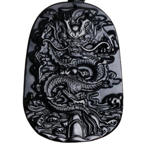 Tingyilan Natürliche Schwarze Obsidian Kristall Buddha Stärke Schutz Amulett Glücksbringer Anhänger Halskette,Style l von Tingyilan