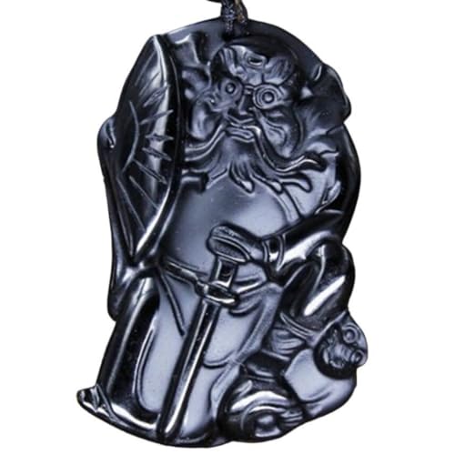 Tingyilan Natürliche Schwarze Obsidian Kristall Buddha Stärke Schutz Amulett Glücksbringer Anhänger Halskette,Style q von Tingyilan