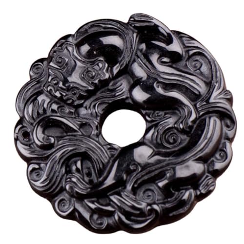 Tingyilan Natürliche Schwarze Obsidian Kristall Buddha Stärke Schutz Amulett Glücksbringer Anhänger Halskette,Style r von Tingyilan