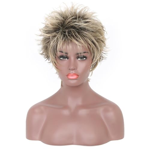 Tingyilan Pixie Cut Perücken Für Frauen Pony Natürliche Kurzhaarperücken Blond Flauschig Layered Verstellbare Synthetische Atmungsaktive Matte Perücken Ombre Tingyilan Pixie Cut Perücken Für Frauen Pony Natürliche Kurzhaarperücken Blond Flauschig Layered Verstellbare Synthetische Atmungsaktive Matte Perücken Ombre von Tingyilan