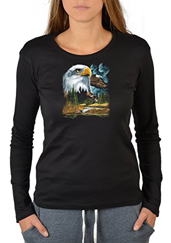 Adler Adlerkopf Flügel Weißkopfadler Langarmshirt Damen : Adler - Motiv Longsleeve Adler Gr: M von Tini - Shirts