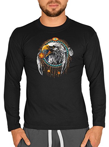 Adler Mandela Weißkopfadler Indianer Motiv Langarmshirt Herren : Indian Eagle - Motiv Longsleeve Adler Gr: M von Tini - Shirts
