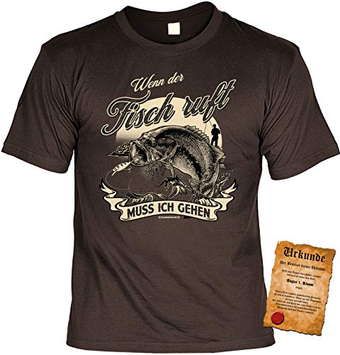 Angler Tshirt, Spruch - Motiv Angelsport : Wenn der Fisch Ruft muss ich gehen - Bekleidung Angeln Fischen Gr: 3XL von Tini - Shirts