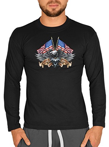 Biker Adler Flagge Usa Motiv Langarm Tshirt Herren : Eagle with US-Flaggs - Motiv Longsleeve Motorradfahrer/Motorrad Gr: L von Tini - Shirts
