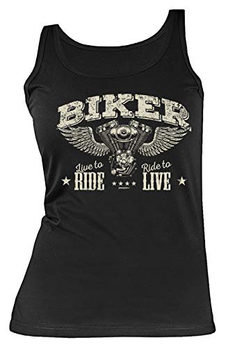 Biker-Motiv Damen Träger-Shirt - Tank Top Frau - Motorrad-Sprüche : Biker live to Ride Ride to live - Bike-Shirt Frauen Bikershirt Gr: XL von Tini - Shirts
