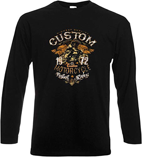 Biker Motorrad Motiv Langarm Tshirt Herren Motiv Longsleeve Motorradfahrer/Motorrad Gr: L von Tini - Shirts