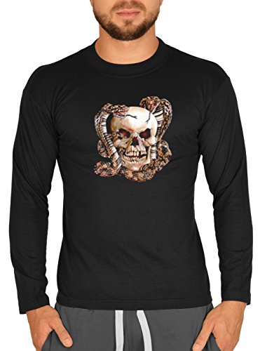 Biker Totenkopf Schlangen Motiv Langarm Tshirt Herren : Skull with Snakes - Motiv Longsleeve Motorradfahrer/Motorrad Gr: XL von Tini - Shirts