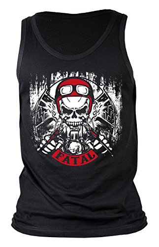 Biker Trägershirt Herren Motiv Shirt Fatal Männer T-Shirt : Fatal - Totenkopf Skull Motorrad Motiv Gr: XXL von Tini - Shirts