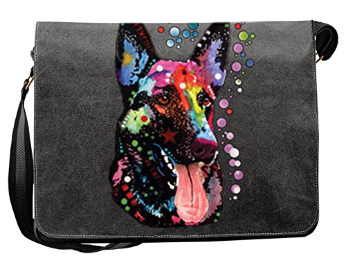 unbekannt Deutscher Schäferhund Motiv Canvas Tasche - Hunde Umhängetasche : German Shepherd - Freizeittasche Hunde Neon Motiv von Tini - Shirts