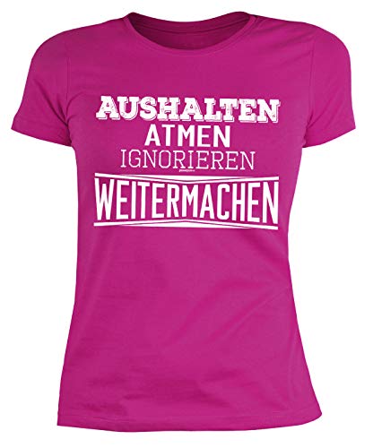 Handysucht - Spielsucht Damen Sprüche Shirt - T-Shirt Frau : Aushalten Atmen Ignorieren Weitermachen - lustige Sprüche/Motive Gr: XXL von Tini - Shirts